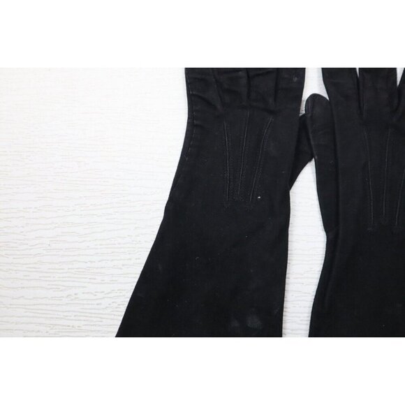 VINTAGE WOMEN'S BLACK SOFT SUEDE GLOVES - ALEXETTE - 6.5 - Picture 5 of 15